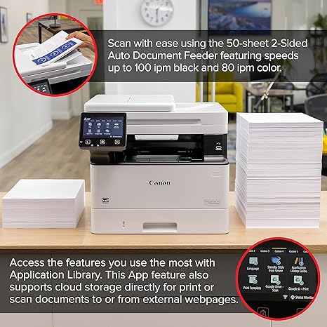 Canon imageCLASS MF465dw - Monochrome, All-in-One with Scanner, Copier, Fax, Home or Office, White